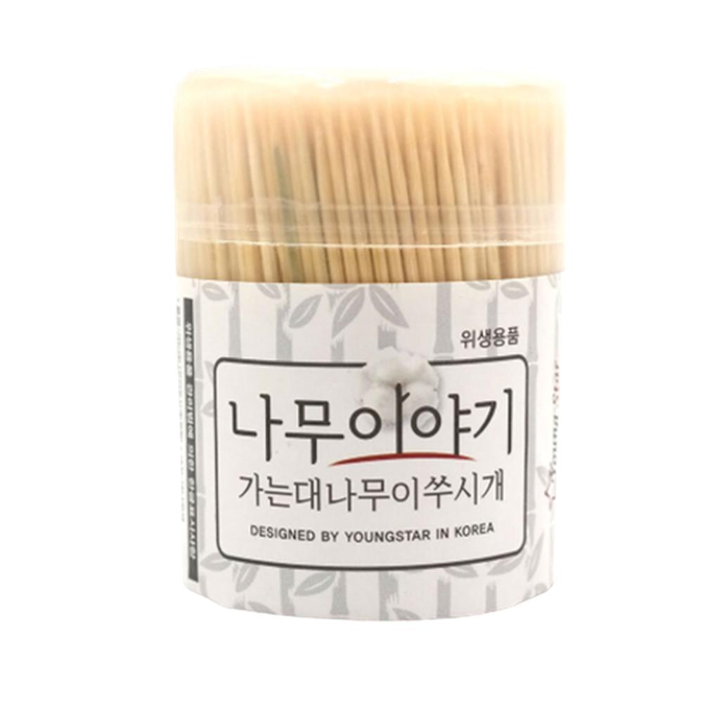 대나무요지 슬림 밤부 이쑤시개 가느다란 일회용 이쑤시개 약600개 원형케이스