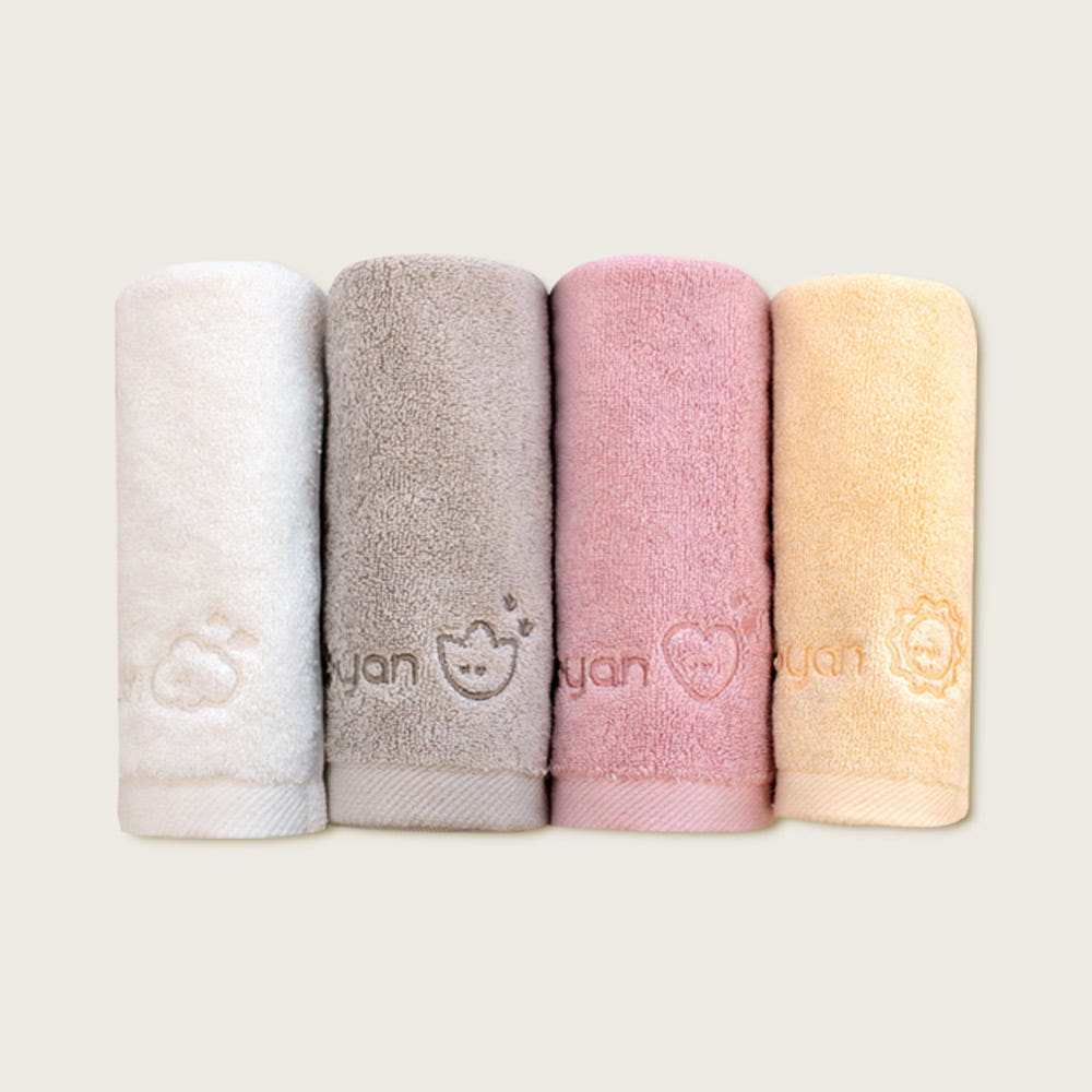 베이비앙 국내산 무형광 고급 40수 순면 자수 어린이집 손수건 고리수건