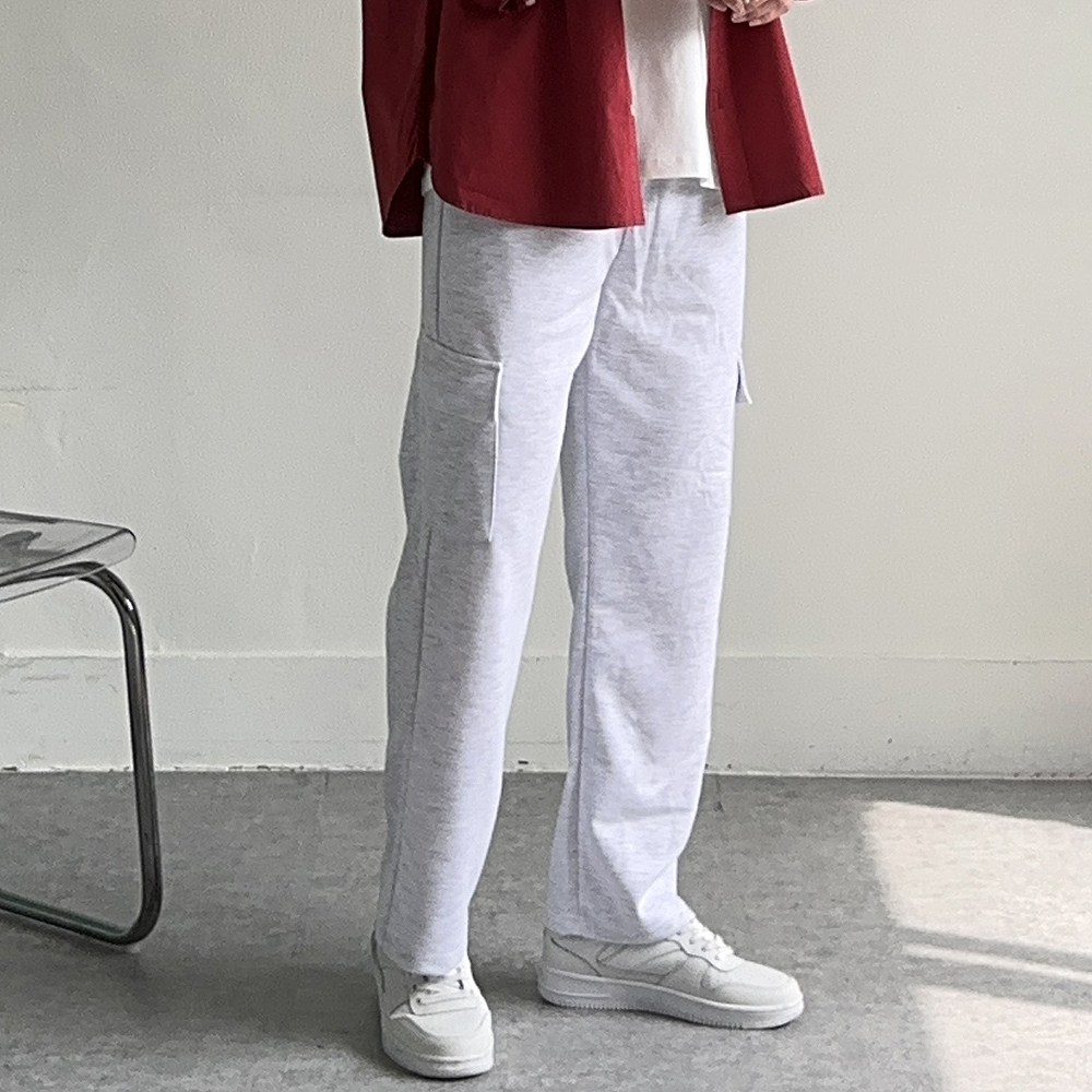 남자 카고바지 밴딩 면 바지 트레이닝 팬츠 남성와이드팬츠 - 상세 이미지 4