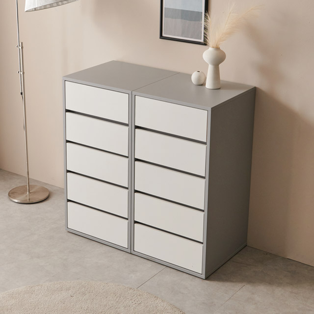 홈트리가구 원룸 화장대 서랍장 아일랜드 크림화이트, 5단 1000mm - 상세 이미지 4