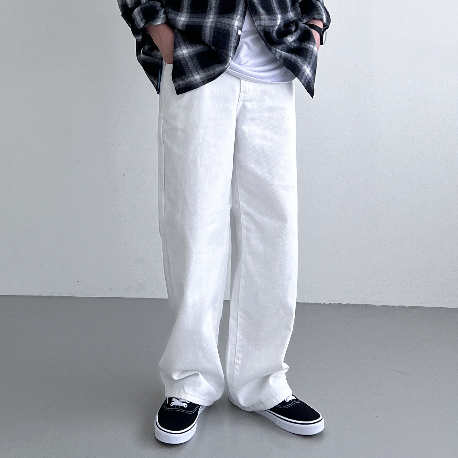 남자흰바지 백바지 남자와이드팬츠 화이트팬츠 - 상세 이미지 5