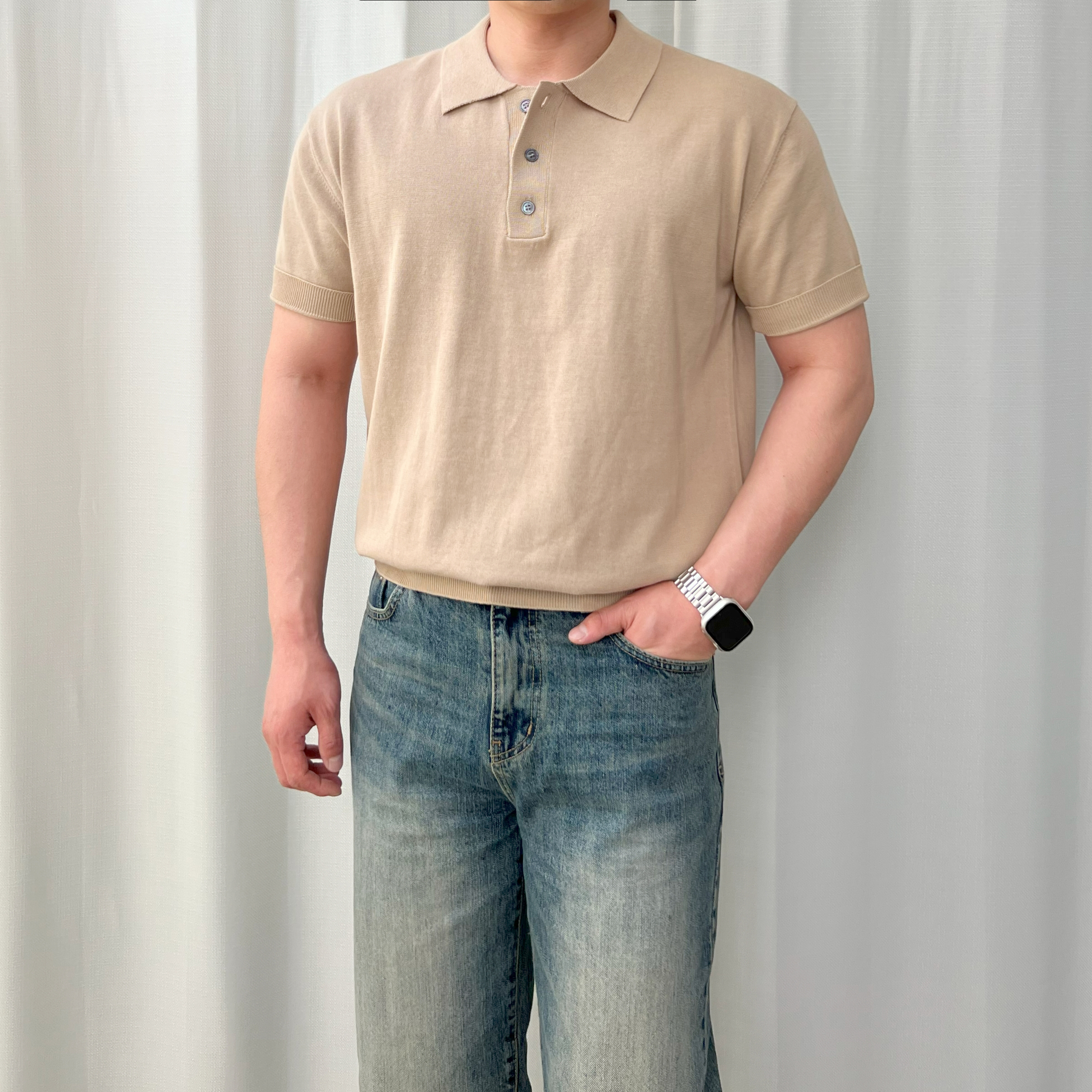 반타 여름 쿨 냉감 시원한 남자 반팔 린넨 카라티 이미지 8