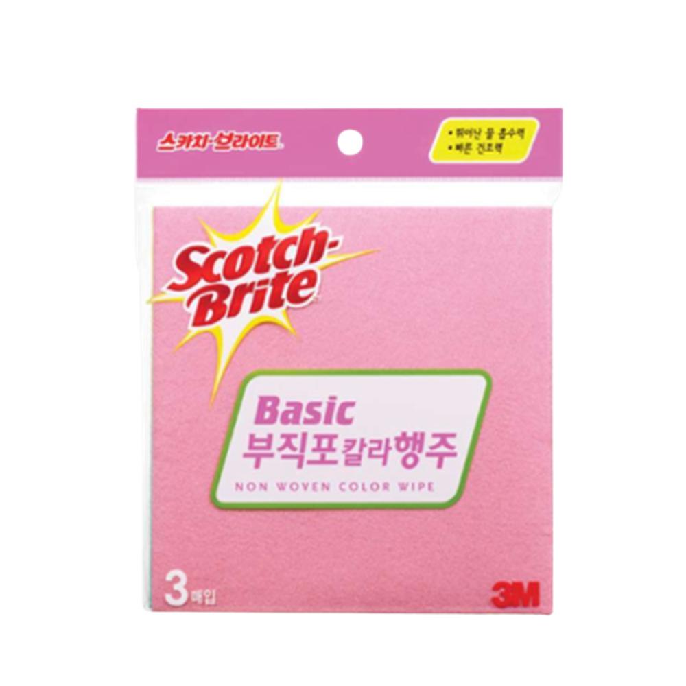 스크래치프리 청소용 부직포 행주 흡수성 좋은 부드러운 행주 파스텔톤 다른 색상 3장 세트