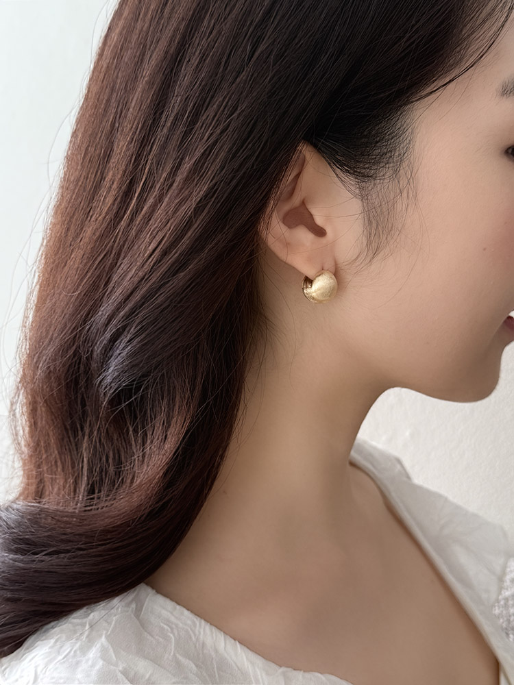 셀프러브 브러쉬 은 볼이어링(3 size) - 925실버 무광 매트 원터치 볼드 은링귀걸이 - 상세 이미지 2