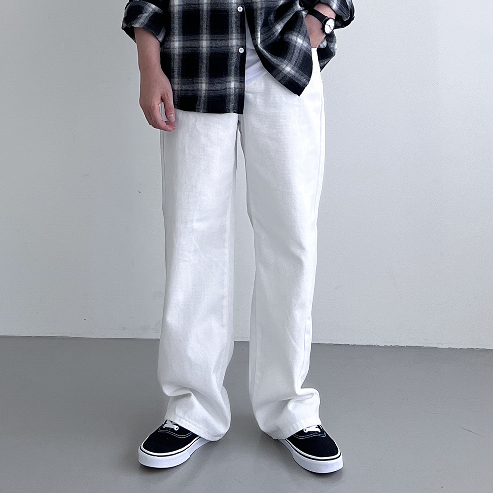 남자흰바지 백바지 남자와이드팬츠 화이트팬츠 - 상품 이미지