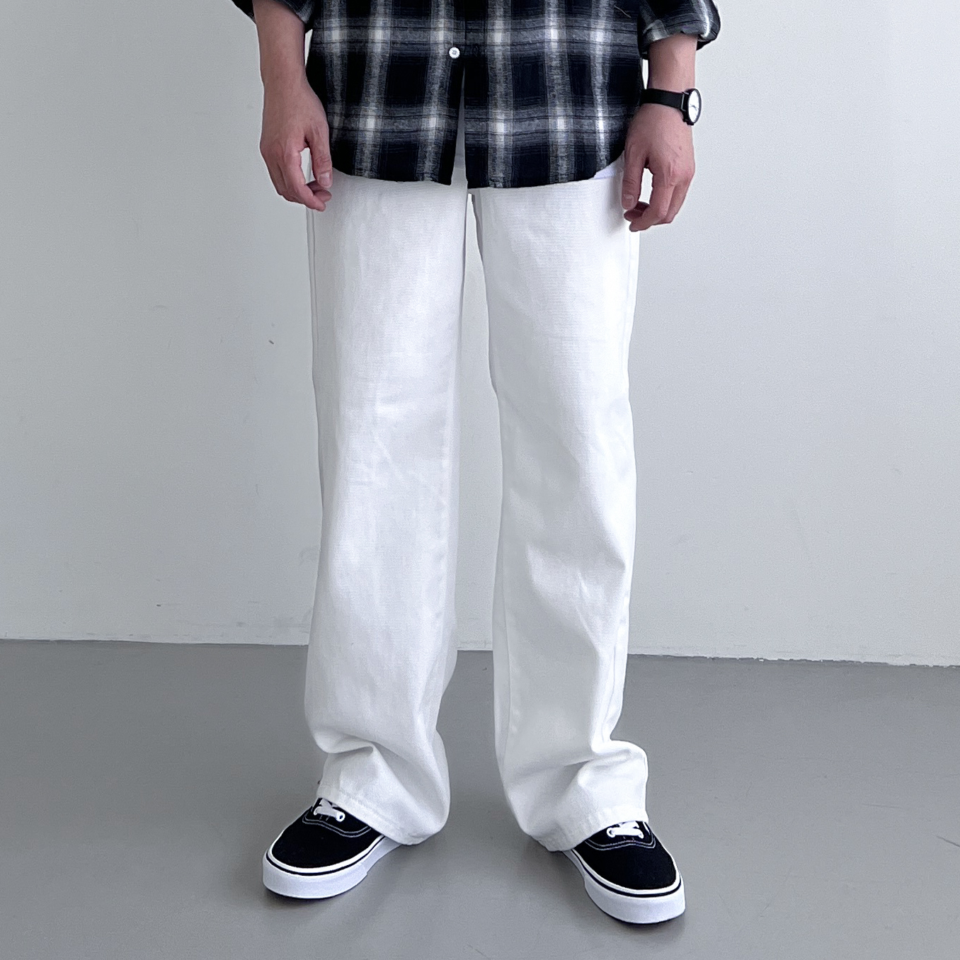 남자흰바지 백바지 남자와이드팬츠 화이트팬츠 - 상세 이미지 2