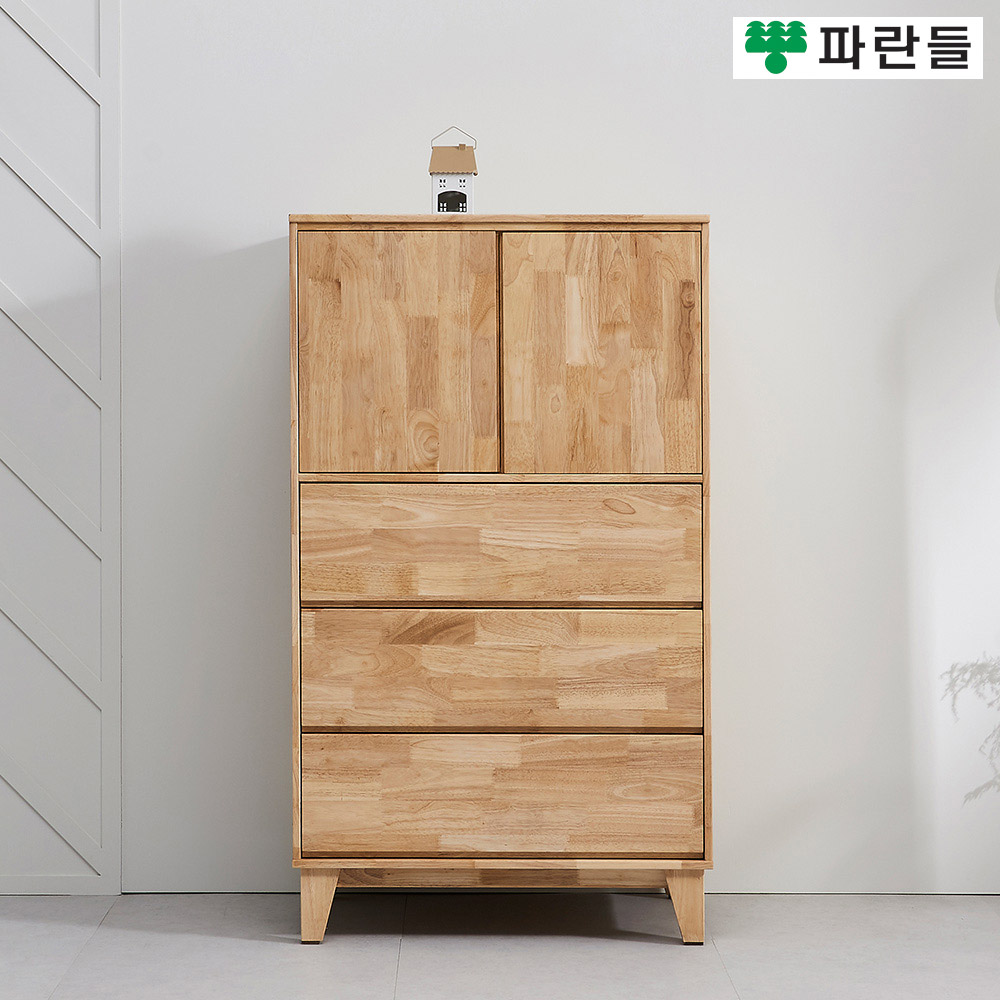 파란들가구 800 네츄럴 고무나무원목 3단서랍옷장 원목옷장 - 메인 이미지