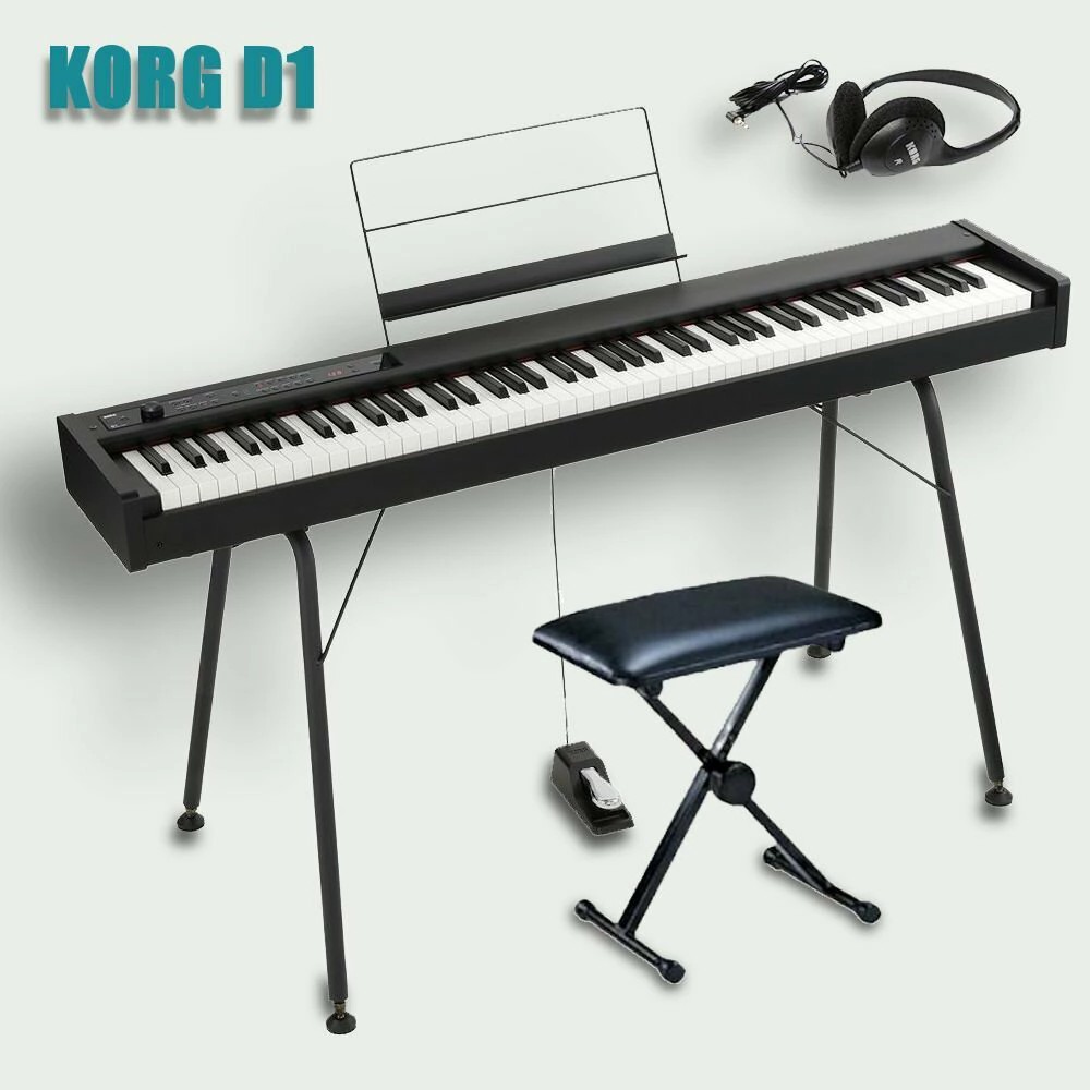 코르그 전자피아노 KORG D1 BK 전용 스탠드 ST-SV1 의자 헤드폰 세트 - 상품 이미지