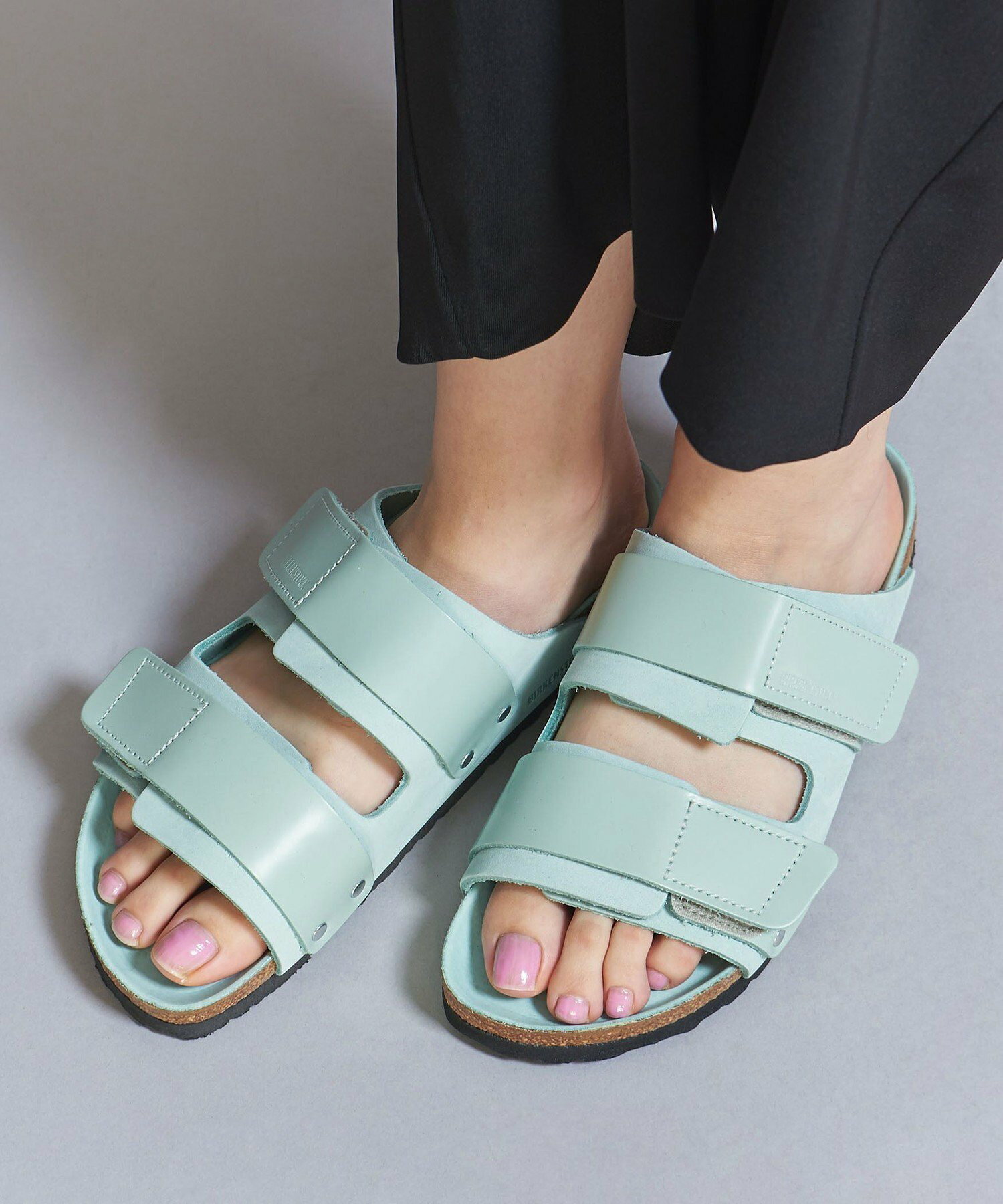 버켄스탁 BIRKENSTOCK Uji 우지 일본 한정판 샌들 슬리퍼 민트 블랙 2컬러 - 상품 이미지