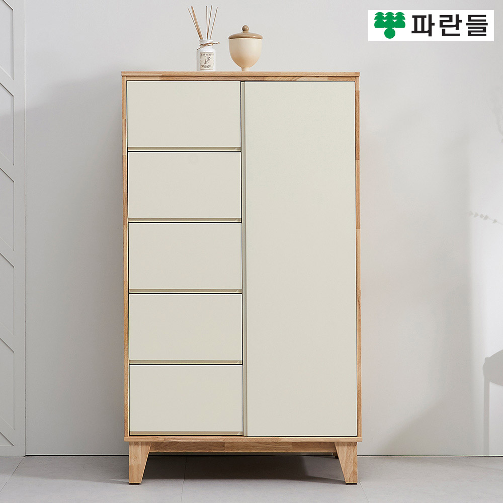 파란들가구 800 전면화이트 고무나무원목 듀오 원목옷장 - 메인 이미지