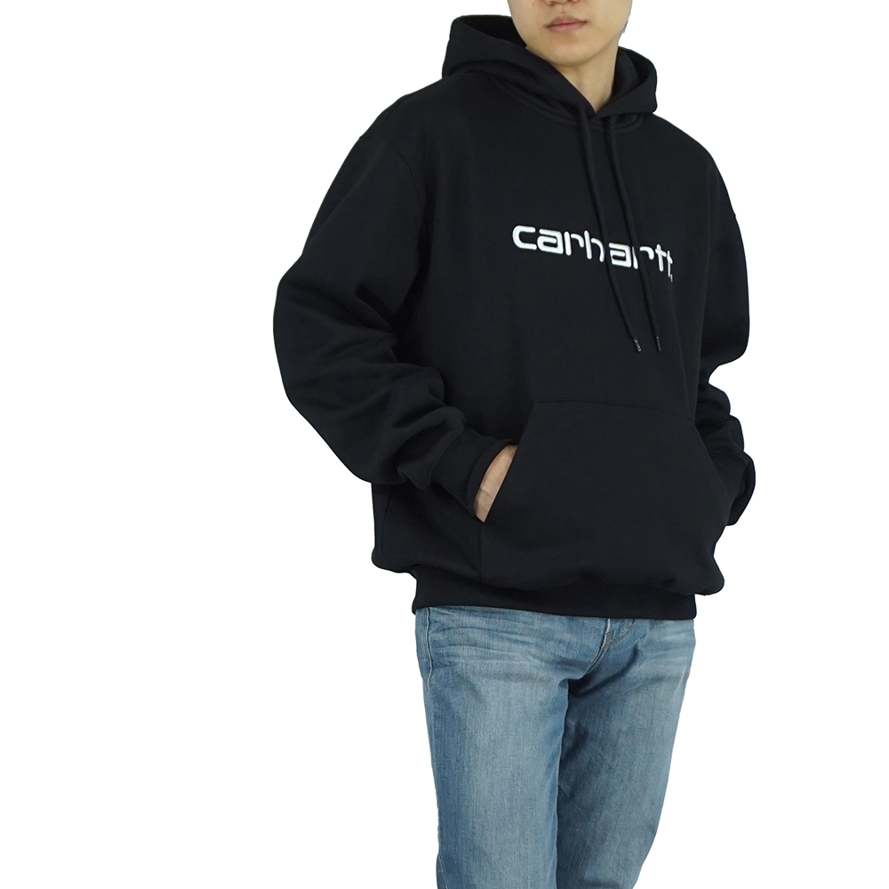 25FW 칼하트 윕 로고 기모 후드 티셔츠 블랙 I030547 0D2XX - 상세 이미지 5