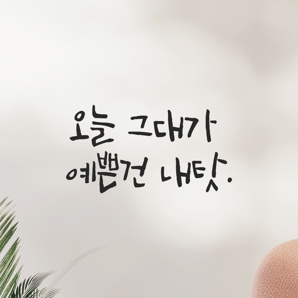 캘리그라피 레터링 스티커 오늘 그대가 예쁜건 내탓 검정S - 상품 이미지