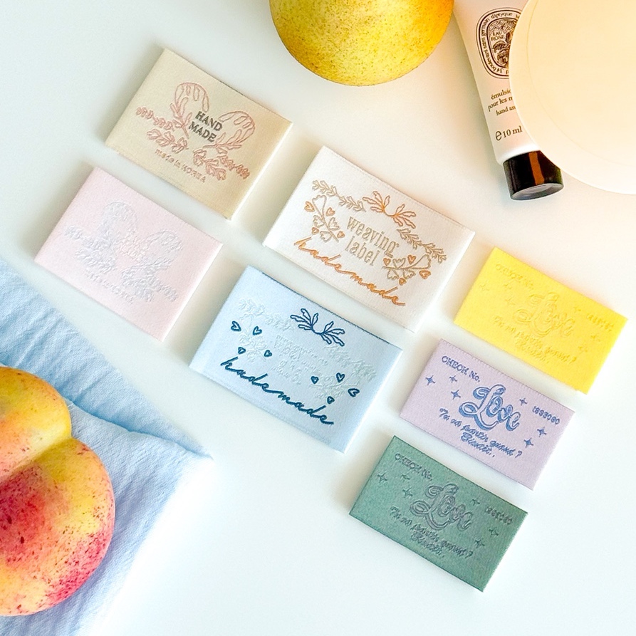 (1+1)직조라벨 감성 자수라벨 빈티지 뜨개 미싱 의류부자재 위빙라벨