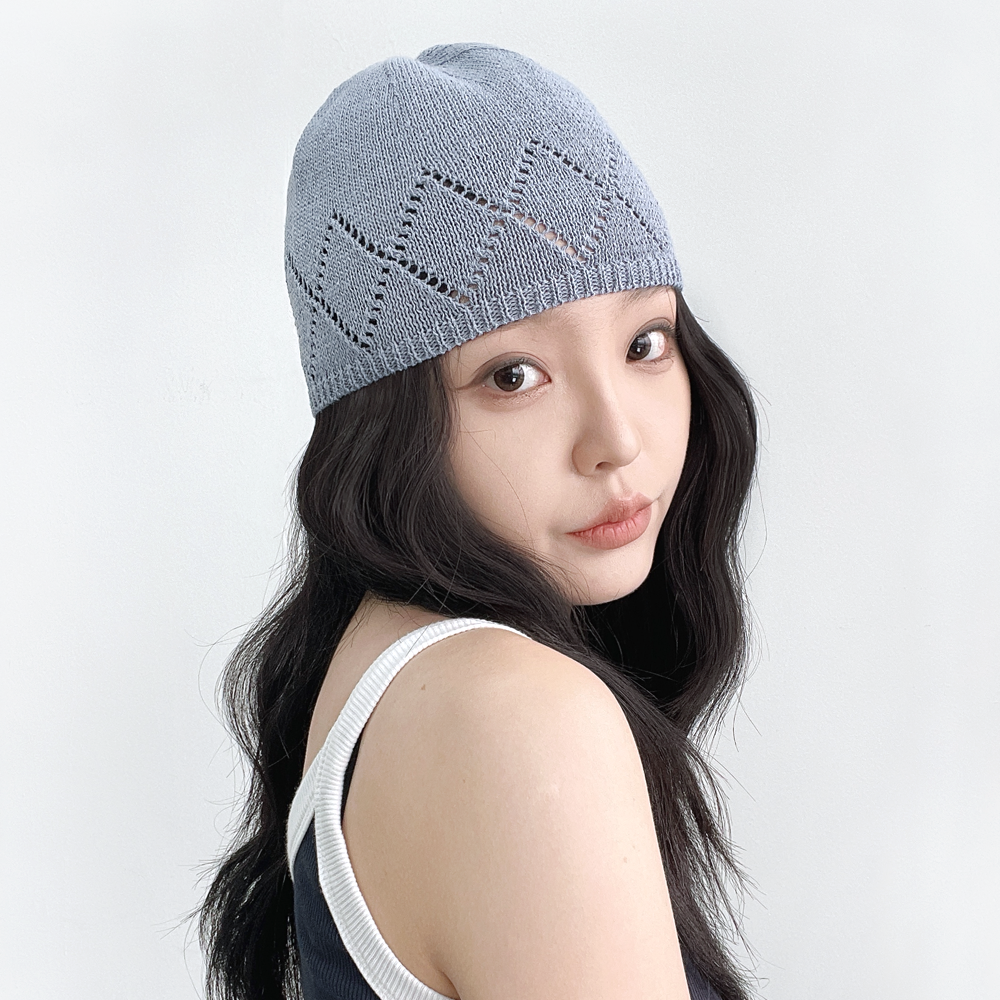 밋 스카시 펀칭 여성 봄 여름 얇은 면 니트 숏비니