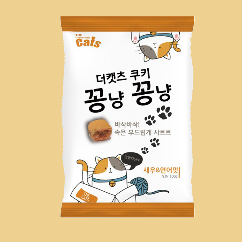 더캣츠 쿠키 꽁냥꽁냥 고양이 비스켓 샌드 간식 새우+연어, 100g, 1개 제품 이미지