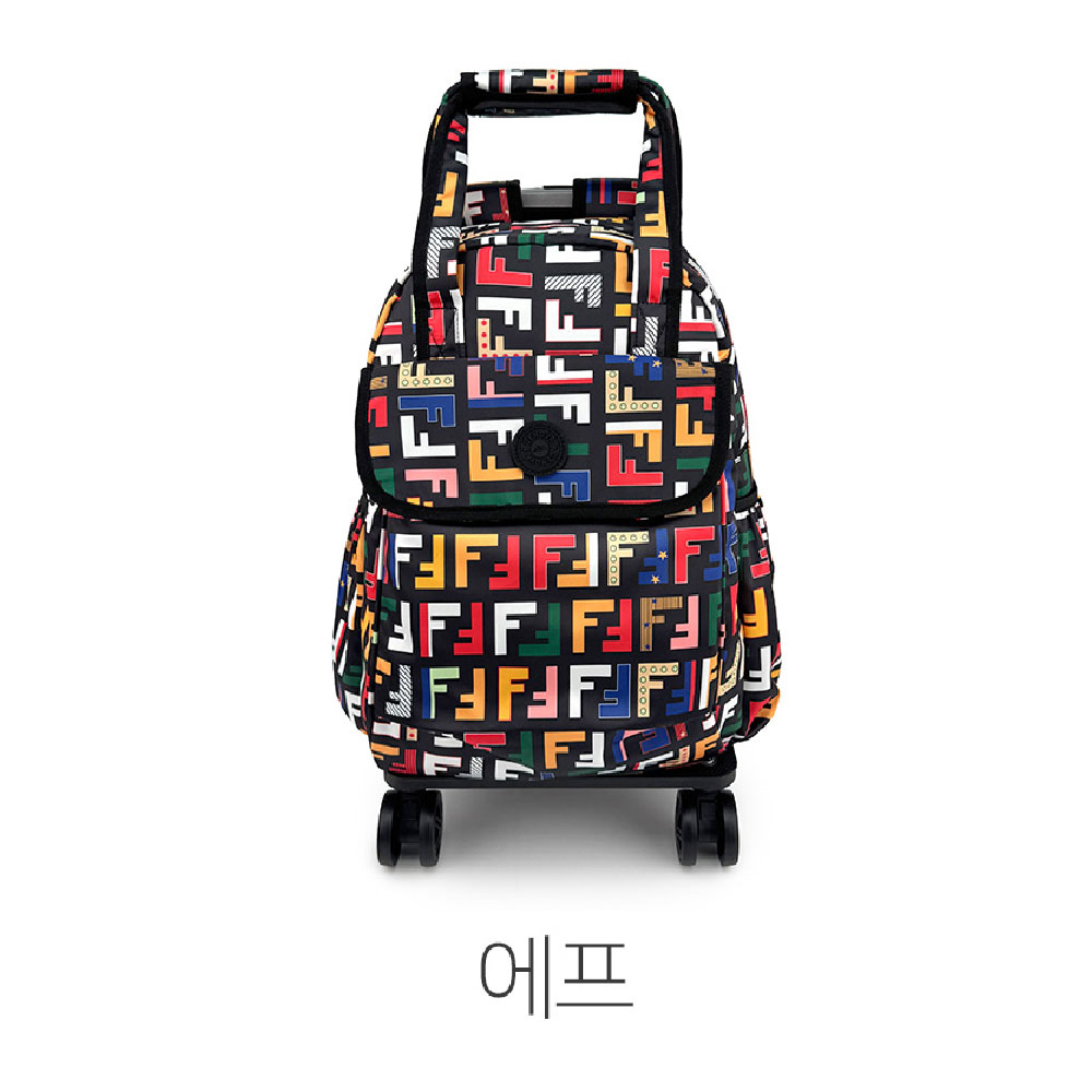엄마 할머니 패턴 여행 백팩 바퀴달린 가방 롤링 틀롤리백 쇼핑 캐리어 백팩 - 상세 이미지 3