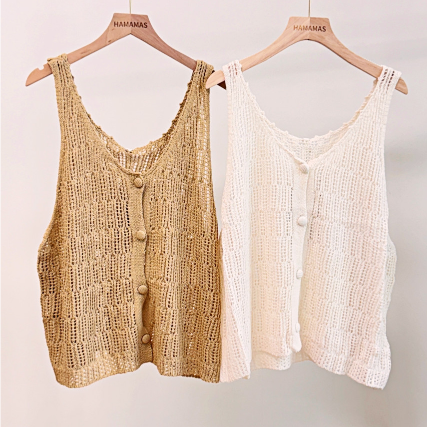 민소매니트조끼 뜨개질짜임 봄 가을 간절기 뷔스티에