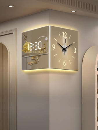 [GGTM 협력사]코너 벽시계 조명 양면 선물 집들이 모서리 A-포춘타임