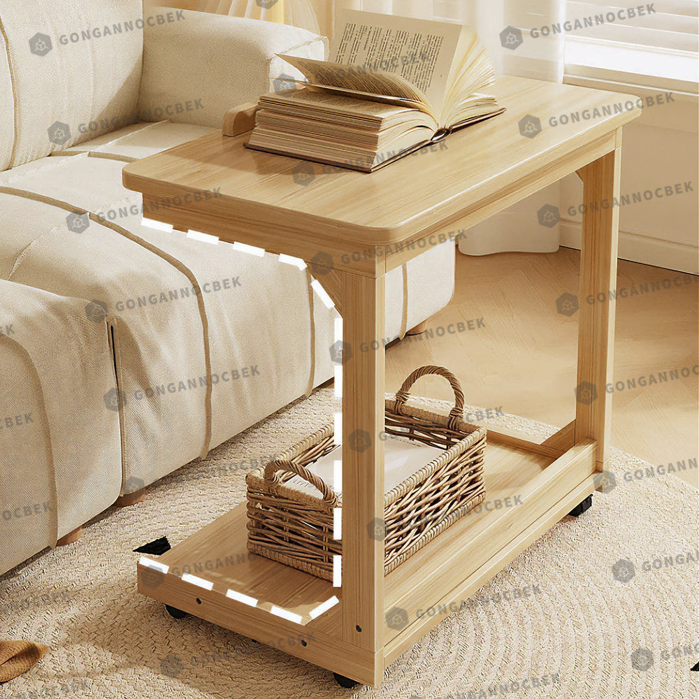 원목 사이드 테이블 침대 미니 이동식 간이 쇼파 보조