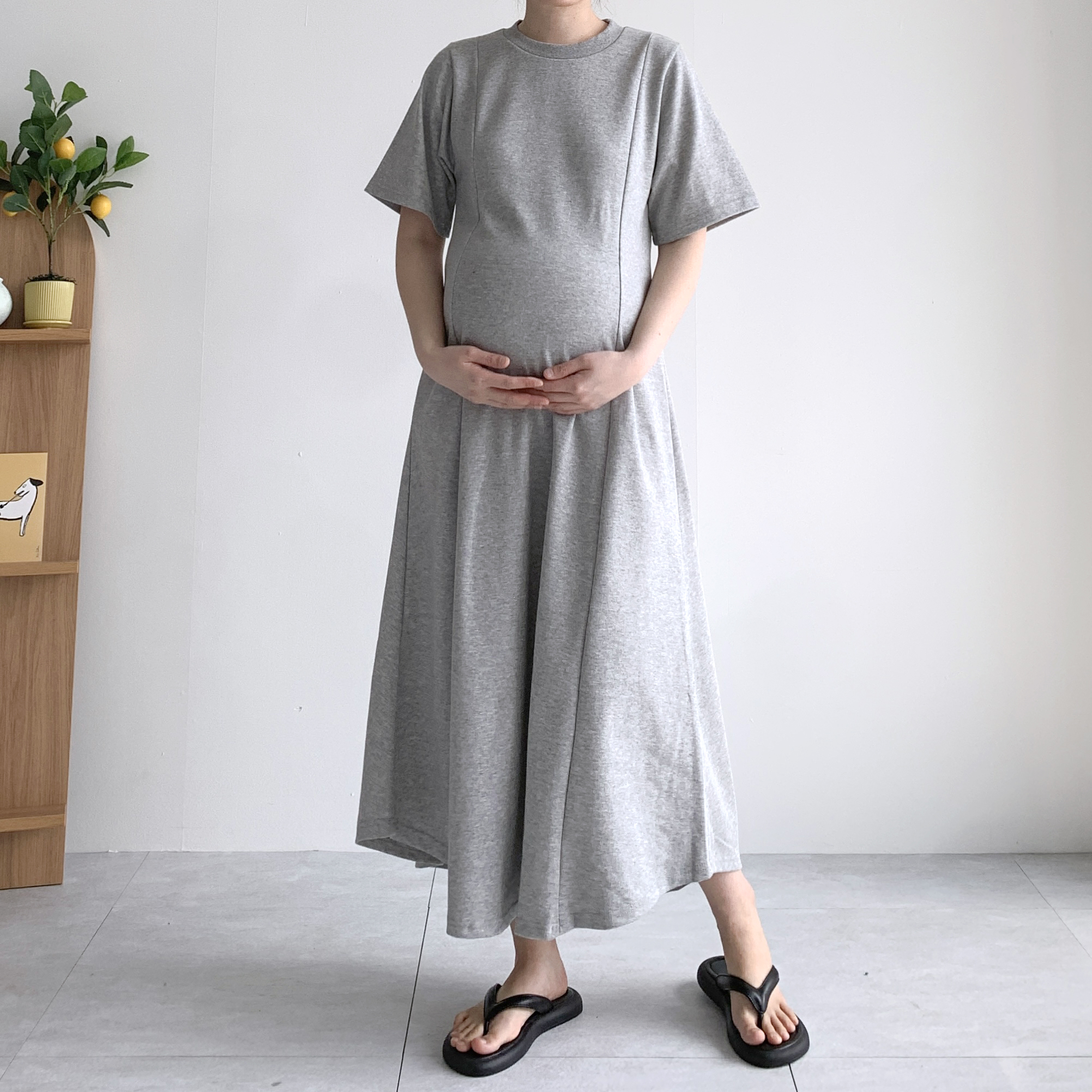 반팔 맨투맨원피스 플레어원피스 블랙 맥시롱원피스 이미지 6