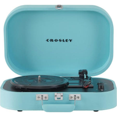 Crosley [해외]크로슬리 Discovery Vintage 블루투스 3단 벨트 구동 수트케이스 턴테이블 청록색 Dune