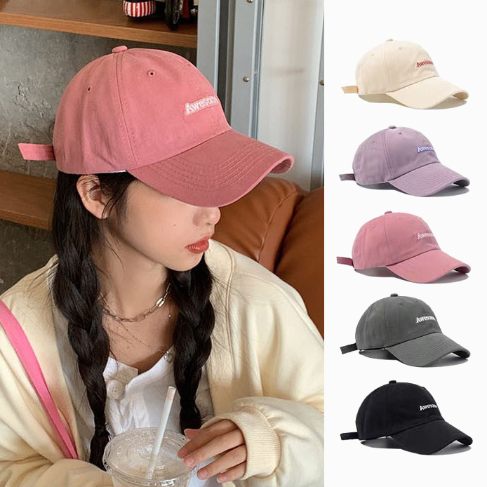 예쁜 어썸 자수 캡모자 야구 볼캡 스트릿 패션 여성 남성 커플 연예인