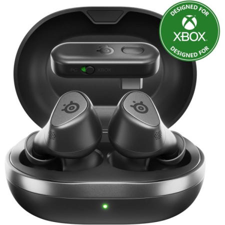 SteelSeries [해외]Xbox/PC/PS5/스위치/모바일용 Arctis GameBuds - 퀵 스위치 2.4GHz + 블루투스 5.3 - 액티브 노이즈 캔슬링 - 사운드 프리셋이 있는 모바일 앱