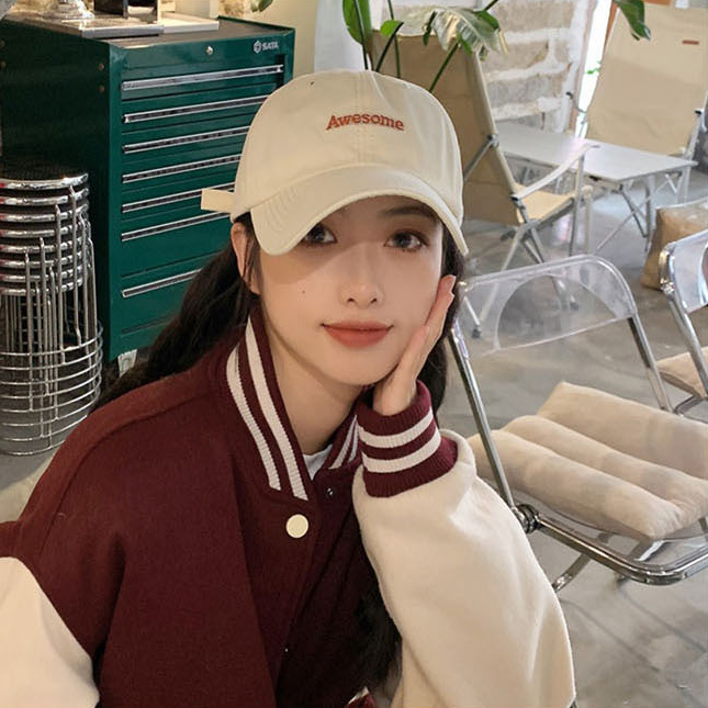 예쁜 어썸 자수 캡모자 야구 볼캡 스트릿 패션 여성 남성 커플 연예인 이미지 7