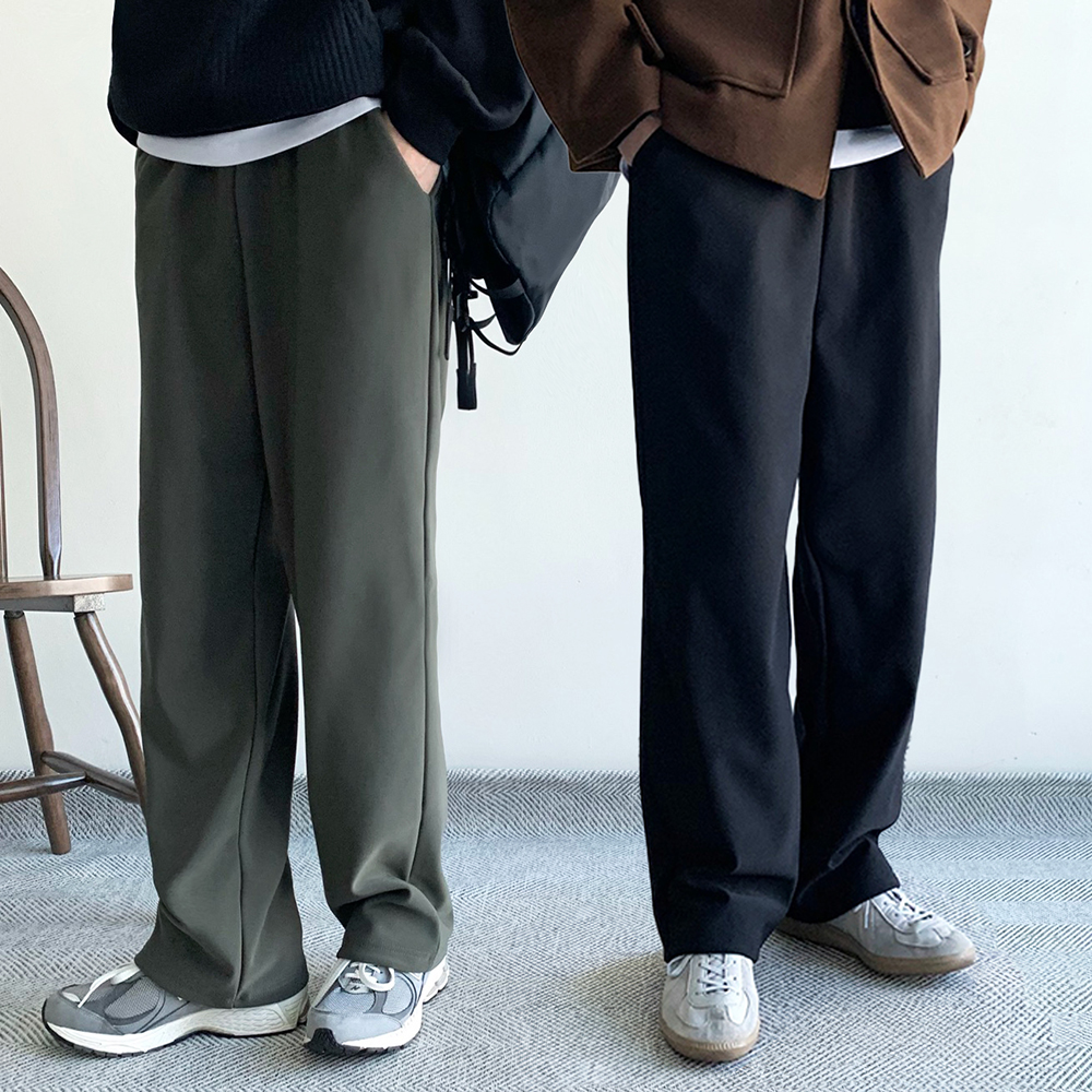 1+1 남성기모바지 남자와이드팬츠 구김없는바지 - 메인 이미지