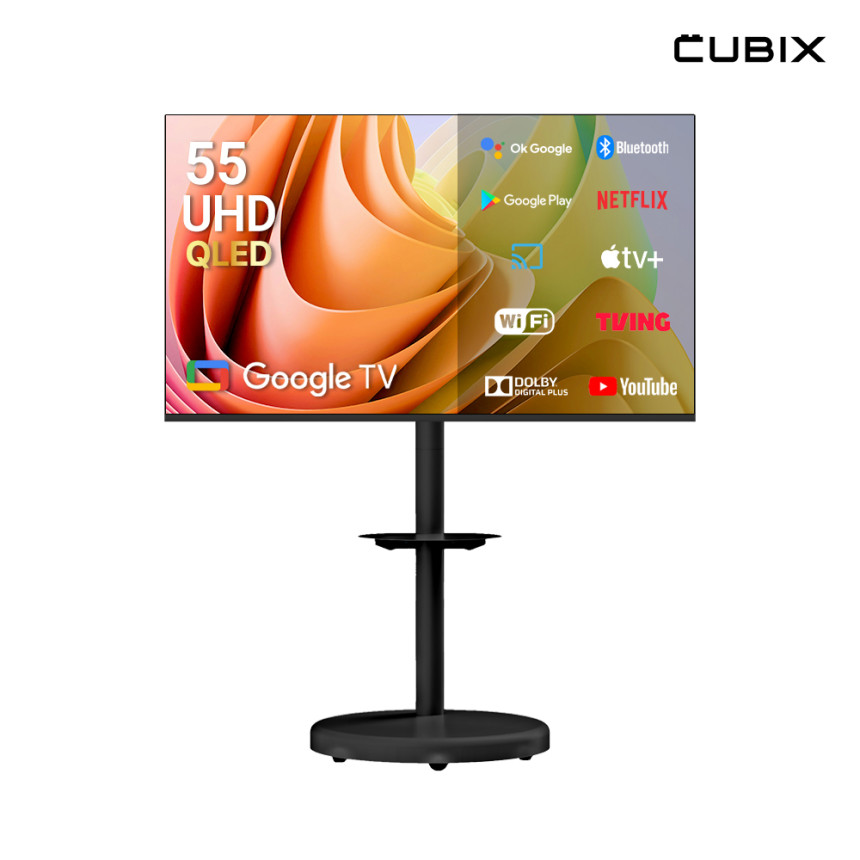 무빙큐빅스 블랙에디션 삼탠바이미 139cm(55인치) UHD 4K QLED 스마트티비 셋트 이동식 TV 삼텐바이미 중소바이미