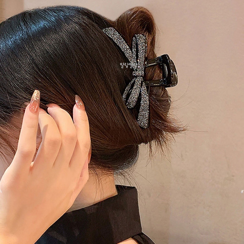 큐빅 왕리본집게핀 이쁜 올림머리삔 명품헤어핀 이미지 8