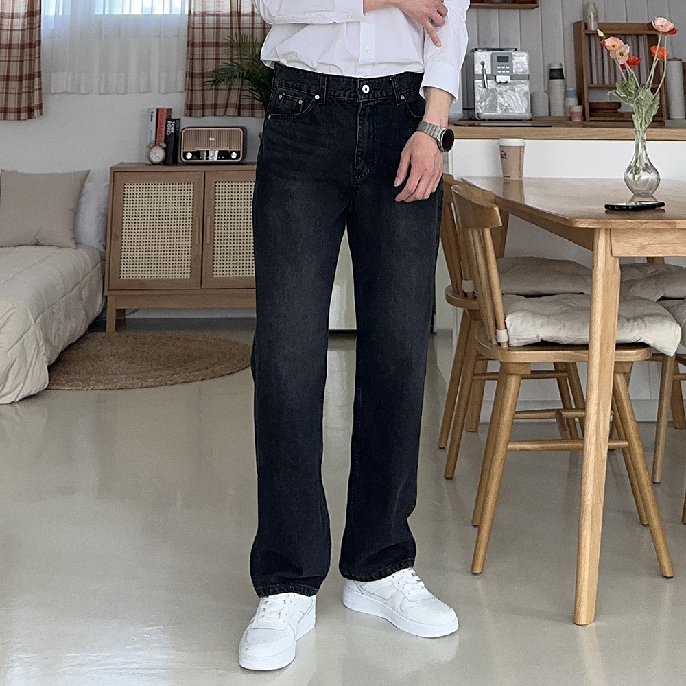남자 청바지 빅사이즈 데님 워싱 남자 와이드 청바지 - 상세 이미지 2