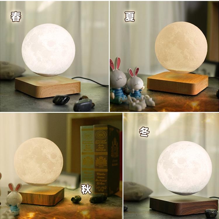 자기부상 달무드등 문라이트 탁상용 취침등 침실 침대 짙은색 나뭇결 14cm 달 - 상세 이미지 2