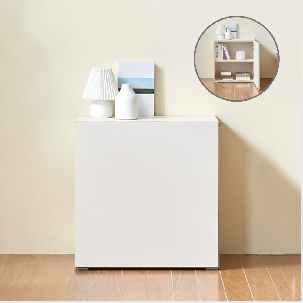 홈트리가구 높은거실장 티비다이 낮은 티비장 거실 TV 장식장 수납 거실장 600mm, 크림화이트