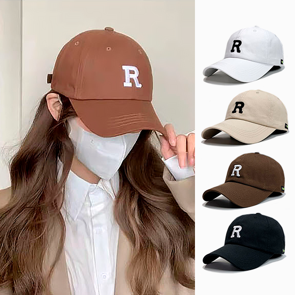 예쁜 알파벳 R 자수 캡모자 야구 볼캡 스트릿 패션 여성 남성 연예인 - 메인 이미지