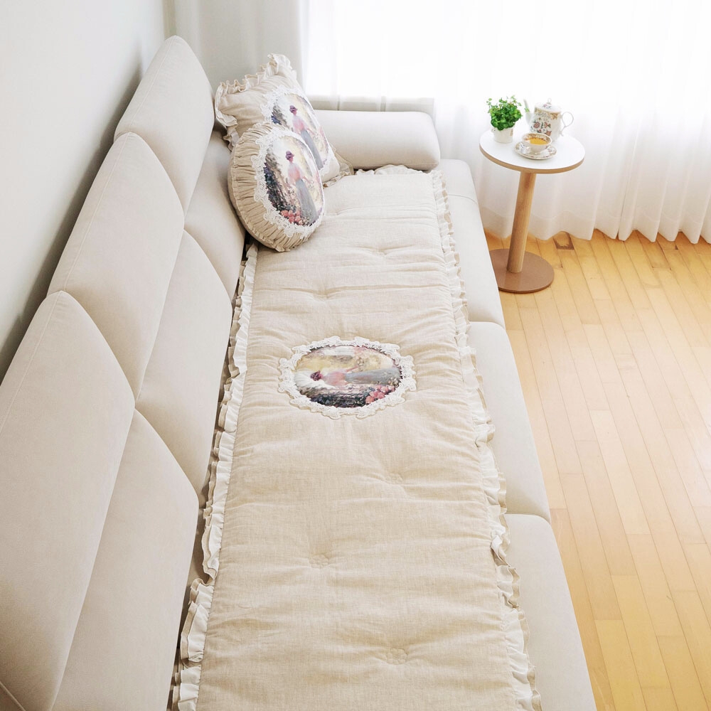 마벨로제 레이디 린넨 쇼파패드 3인 미끄럼방지 소파매트