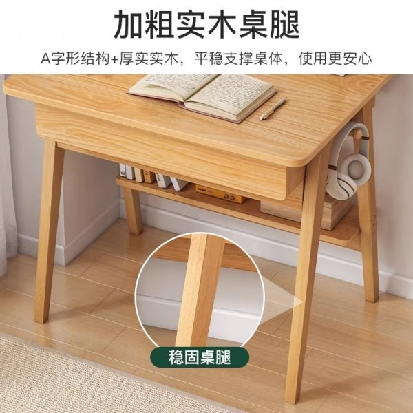 원목 미니책상 서재 데스크탑 1인 테이블 공부방 학생 100cm 고무나무 스탠다드 6d0 - 상세 이미지 4