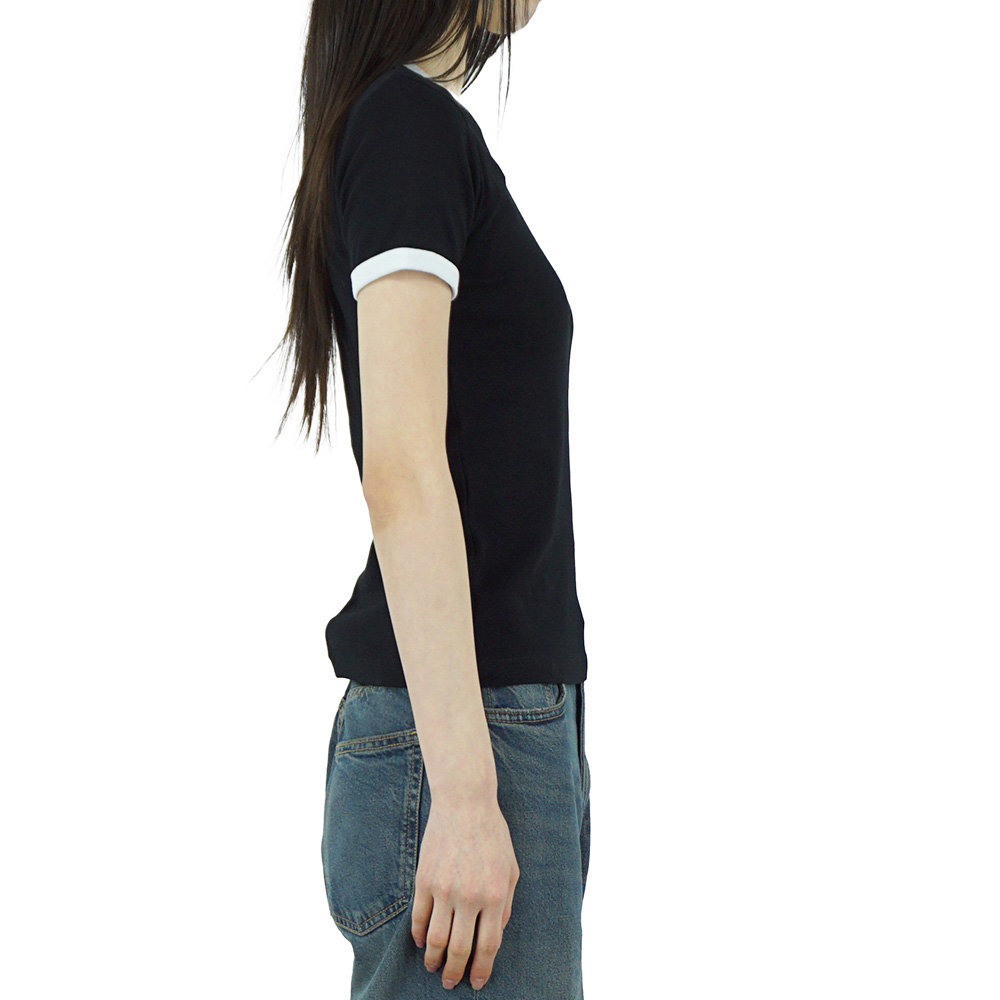 꾸레쥬 리에디션 범피 콘트라스트 여성 반팔 티셔츠 블랙 VESJTS017JS0070 9901 - 상세 이미지 4