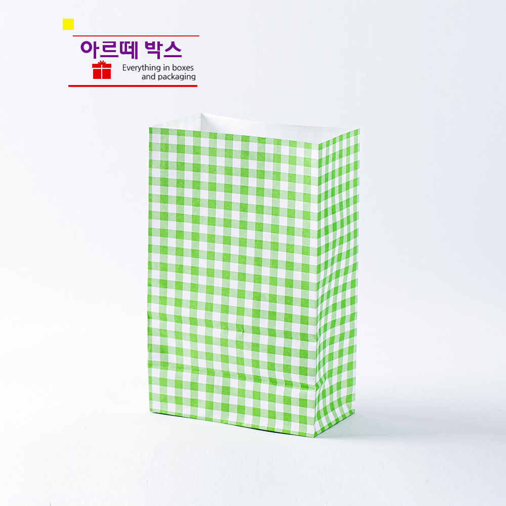 U 50매 종이포장 각대 종이봉투 체크 그린 15x8x24(50매) - 메인 이미지