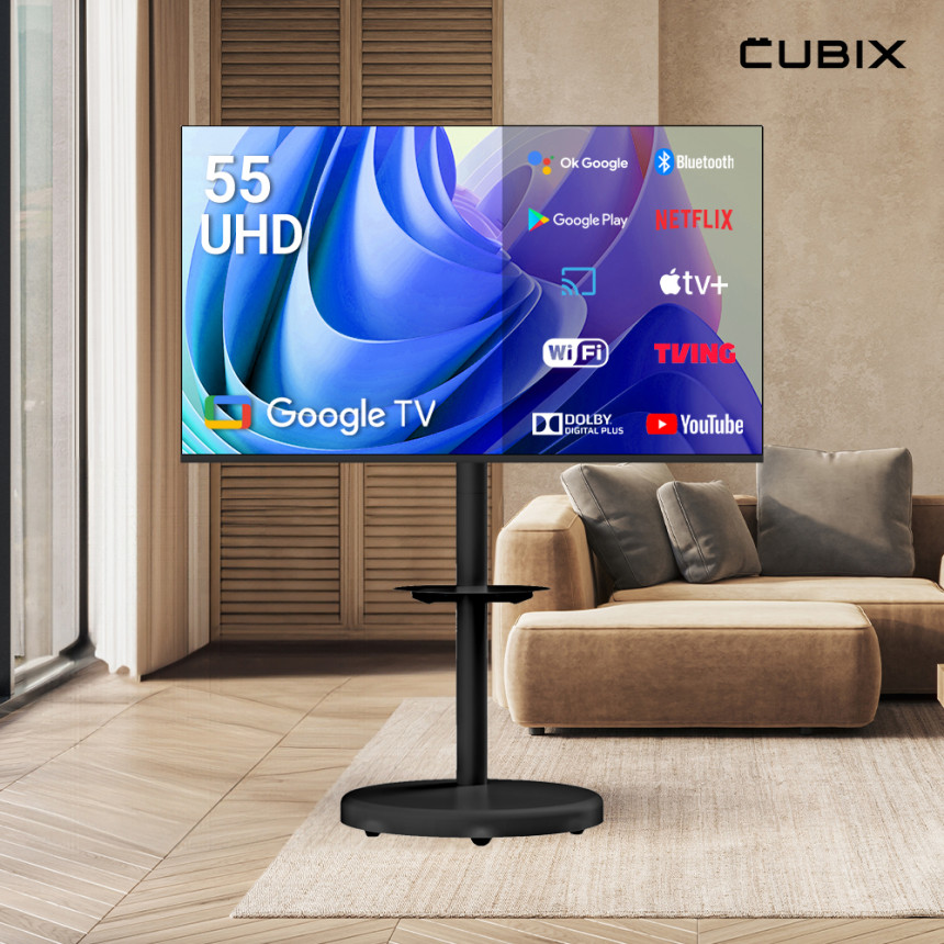 무빙큐빅스 블랙에디션 삼탠바이미 139cm(55인치) UHD 4K 스마트티비 셋트 이동식 TV 삼텐바이미 중소바이미