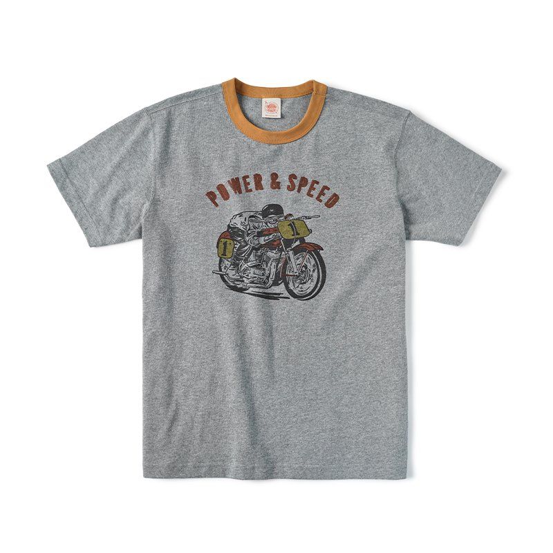 NON STOCK 빈티지 모터사이클 티셔츠 링거티 헤비웨이트 코튼 크루넥 하얀색 S - 상품 이미지