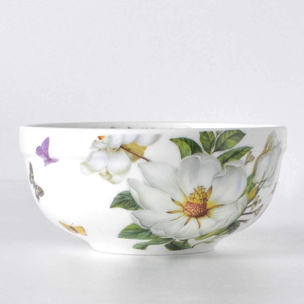 본차이나 대접 도자기 국그릇 국대접 그릇 1개, 13.8cm, 목련 - 상세 이미지 2