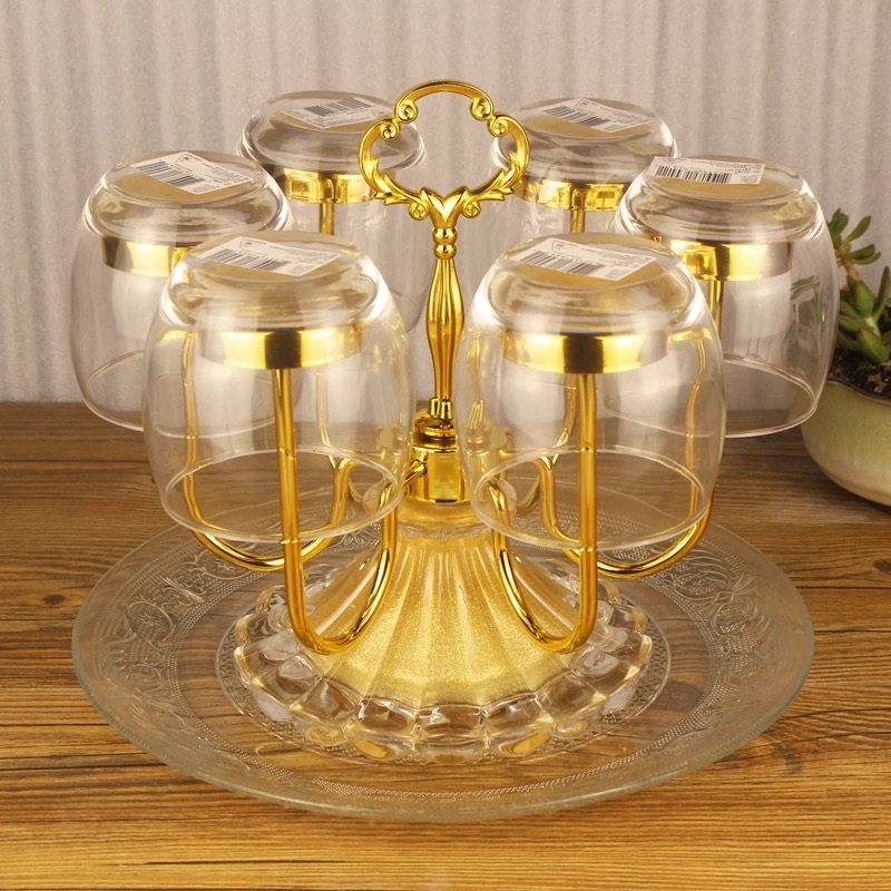 골드 컵거치대 유리컵 걸이 찻잔 정리 건조대 홀더 레트로 컵홀더 브러쉬 - 상세 이미지 4
