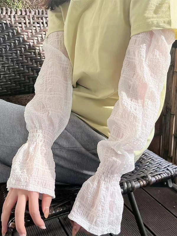 일본풍 팔토시 여성용 레이스 쿨토시 외출용 메쉬타입 자외선 차단 운전 흰색 - 상품 이미지