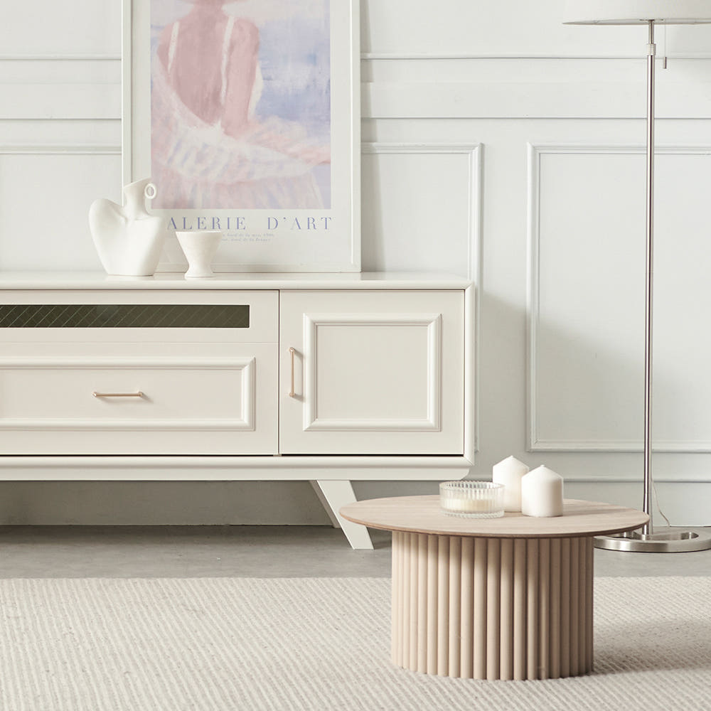 웨인스코팅 템바보드 브릿지 루바형 낮은 TV 다이 고급 서랍장 2000 이브 거실장