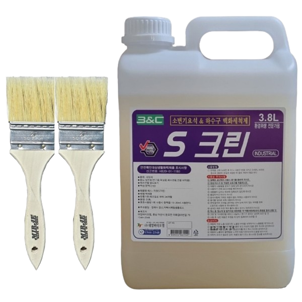 S크린 3.8L 요석제거제 화장실청소세제 뇨석제거제 S크린 강력변기청소세제 태영바이오켐 작업붓 : 월드블루