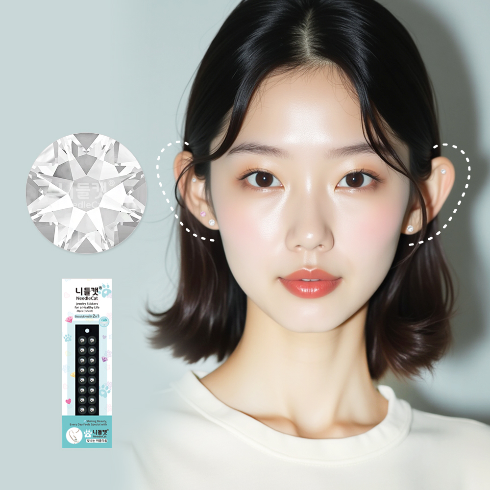 니들캣 엣지 쥬얼리 귀지압패치 귀 혈자리 이혈 기석 이혈테라피 스티커 M - 메인 이미지