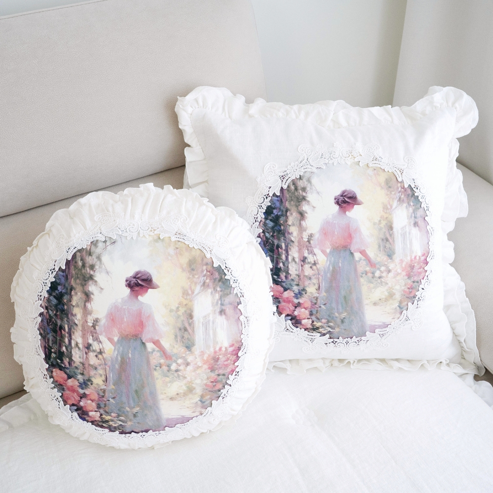 마벨로제 레이디 린넨 사각 원형 침대 쿠션커버 쇼파 쿠션 40x40