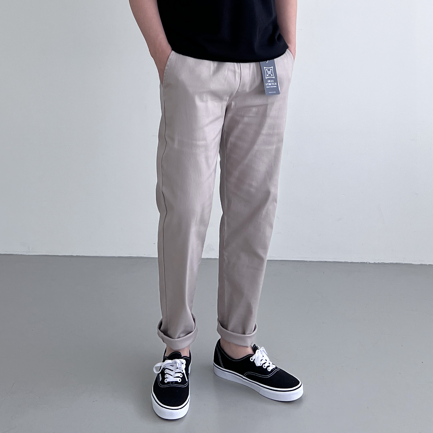 1+1 테이퍼드핏 스판면바지 치노팬츠 기지바지 슬랙스 - 상세 이미지 5