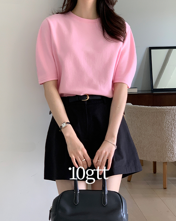 [자체제작] 루즈핏 무지 반팔 크롭 맨투맨 티셔츠 2549